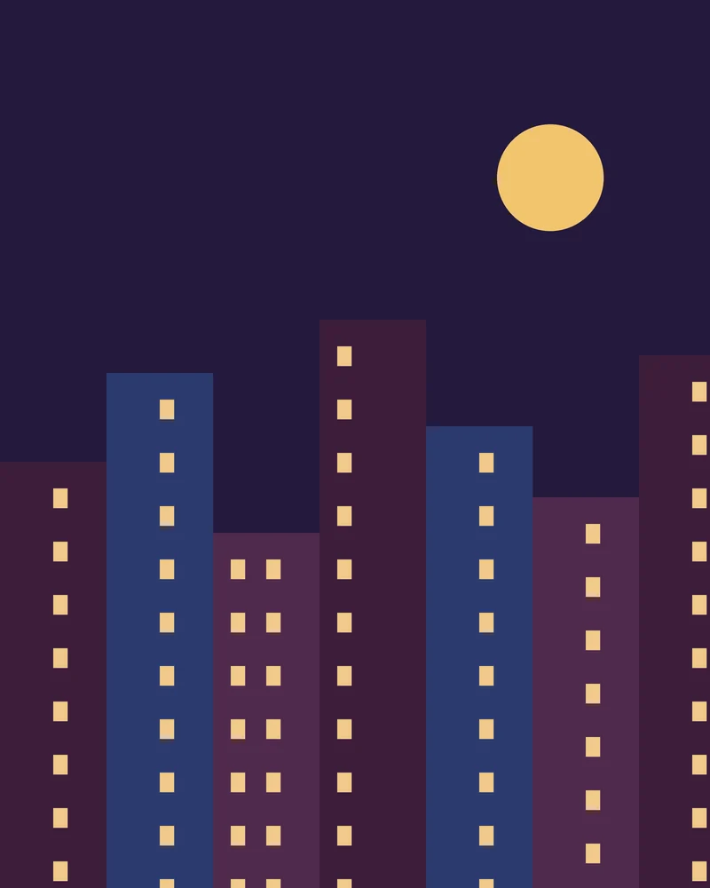 Illustration of city windows lit at night
